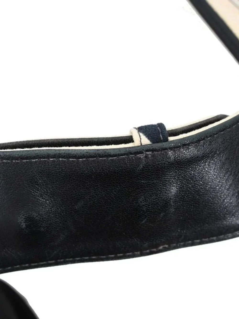 Chanel Beige Black Canvas Graphic Logo Mademoiselle Lock Shoulder Bag 168570
